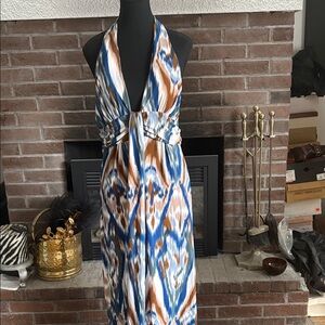 Roommates Vibrant Blue and Brown Backless Dress